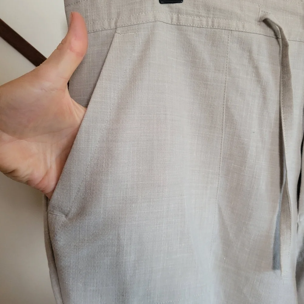 Bachrach Wool Blend Trouser Lightweight Drawstring Cream Mens 36 X 33.5